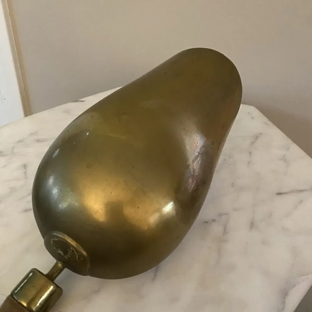 Antique English Brass Grain Sugar Flour Scoop Wood Handls Grain Large 16”